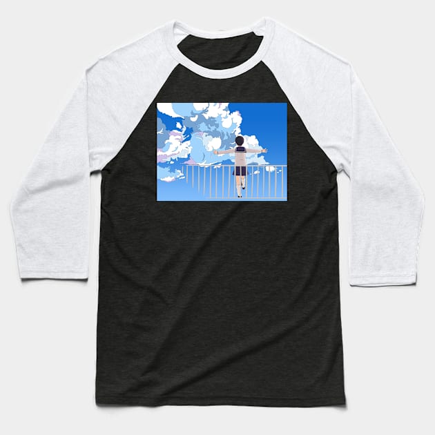 Sky Baseball T-Shirt by mikazure